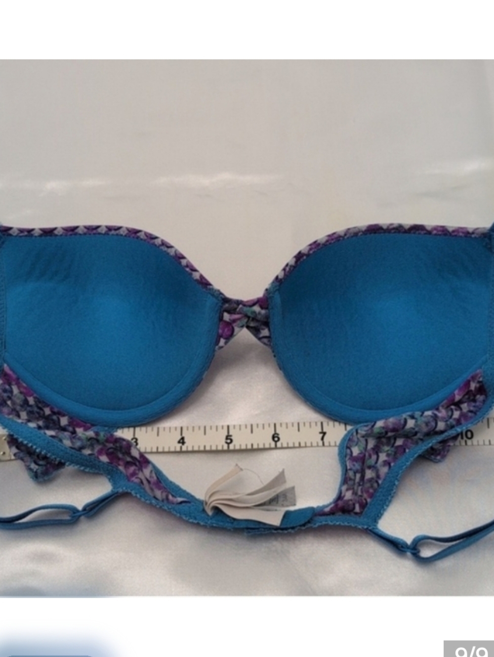 Sexy Padded Push-up Bra 34A On Gossamer Turquoise  Purple print  Summer - Picture 6 of 8